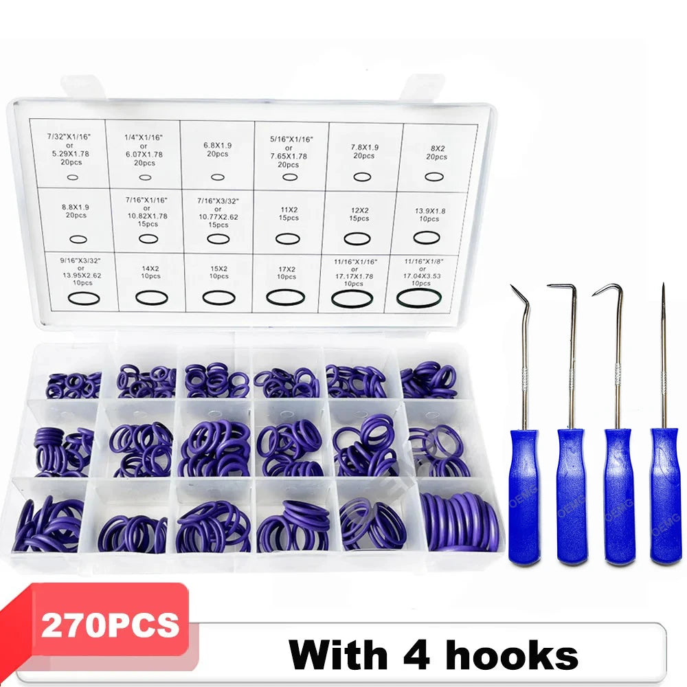 530/270pcs Car Air Conditioning O-ring Washer Kit