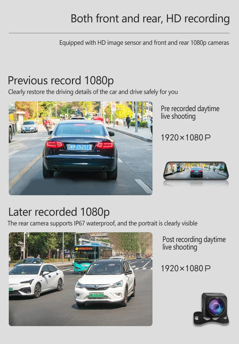 10 Inch Mirror Camera for Car Touch Screen Video Recorder