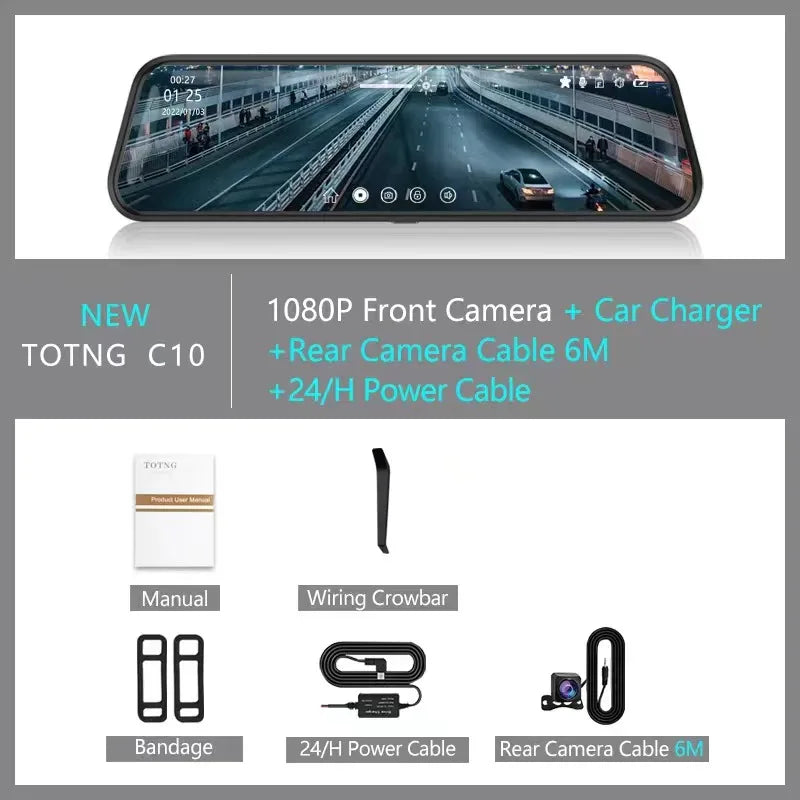 10 Inch Mirror Camera for Car Touch Screen Video Recorder