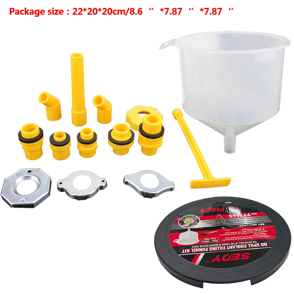 15Pcs/Set Pour Oil or Coolant Filling Kit Fit Universal Vehicles