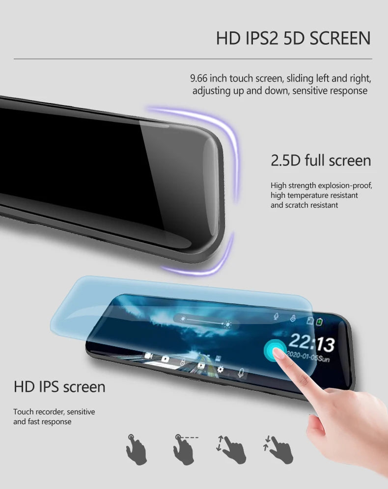10 Inch Mirror Camera for Car Touch Screen Video Recorder