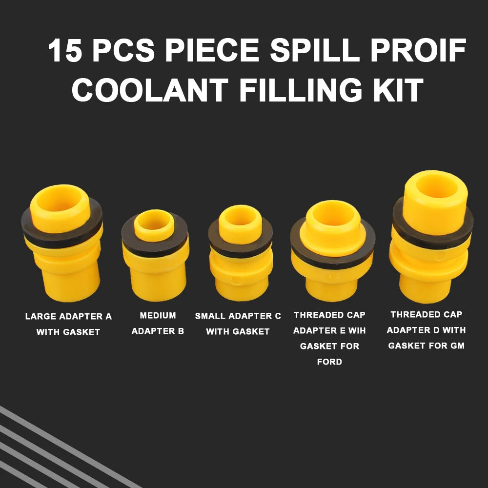 15Pcs/Set Pour Oil or Coolant Filling Kit Fit Universal Vehicles