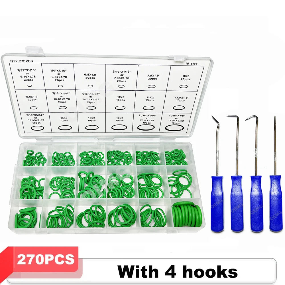 530/270pcs Car Air Conditioning O-ring Washer Kit