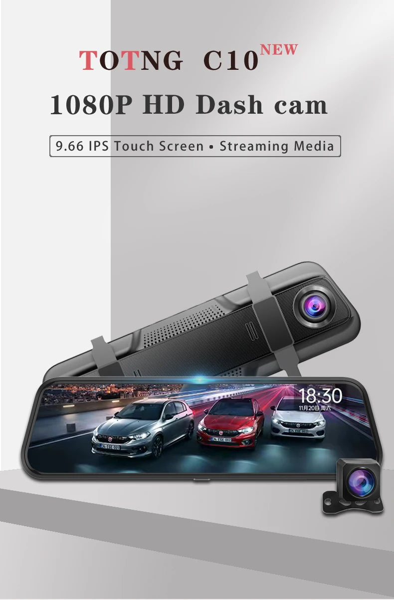 10 Inch Mirror Camera for Car Touch Screen Video Recorder