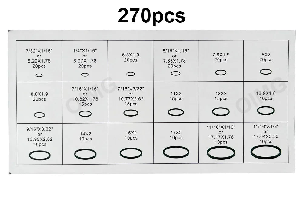 530/270pcs Car Air Conditioning O-ring Washer Kit