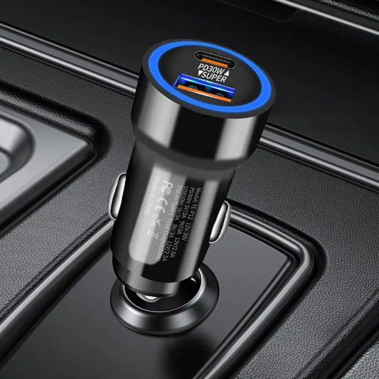 Car Phone Fast Charger with Type A and Type C Connectivity